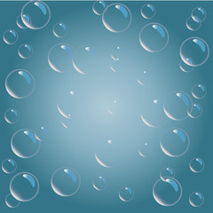 Realistic vector isolated Soap Bubbles on the blue background.