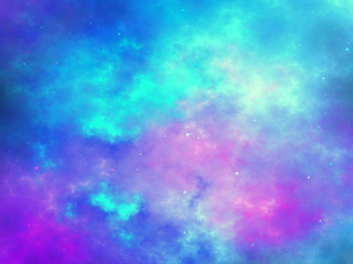 Abstract starry fractal sky with clouds and stars, digital artwork for creative graphic design - 203133594