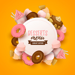 Colorful  background with sweets. Vector Illustration