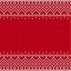 Fototapeta na wymiar Knit geometric ornament in scandinavian style with empty place for text. Knitted pattern for a sweater in fair Isle style.
