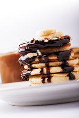stack of pancakes with chocolate 