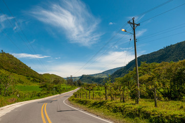 Empty highway in Colombia between mountainous zone. Colombia