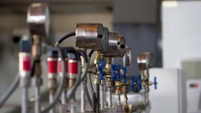 Industrial Interior Of Modern Power Plant With Monometer