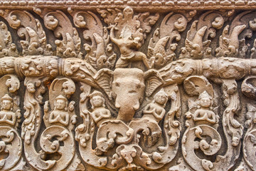Pre Rup temple bas-relief ornament, Siem Reap, Cambodia