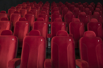Empty comfortable red seats in cinema