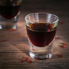 Herbal bitter liqueur with different natural ingredients.