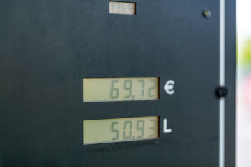 Close-up to a gas console display