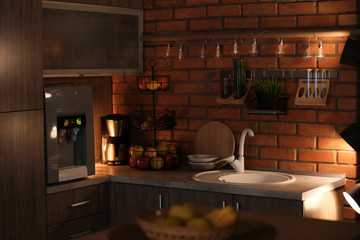 Modern kitchen interior setting. Idea for home design