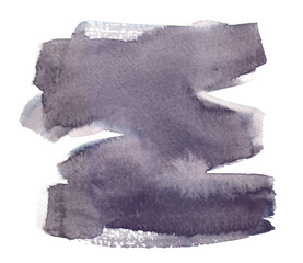Grey brush strokes painted in watercolor on clean white background