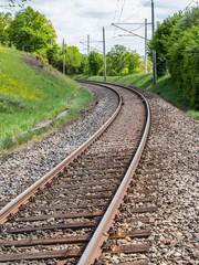 Fototapeta na wymiar Gleise Zug Bahn Perspektive