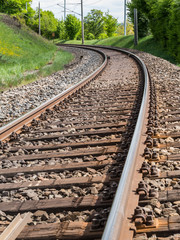 Fototapeta premium Gleise Zug Bahn Perspektive