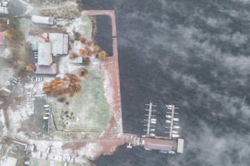 SORTAVALA / KARELIA / RUSSIA - 25 Oktober, 2017: Aerial view of a hotel Piipun Piha on the Lake...