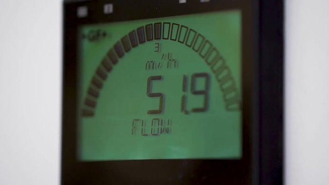 Industrial Interior Of Modern Power Plant With Monometer.