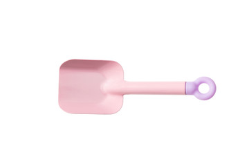 Pink kids gardening shovel isolated on white background