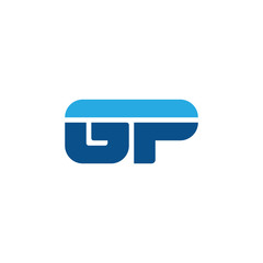 Initial letter GP, straight linked line bold logo, simple flat blue colors