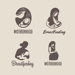 Logos of child care, motherhood and childbearing.