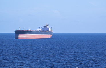 Fototapeta premium Big Oil Tanker in the Caribbean Sea Near Island of Bonaire