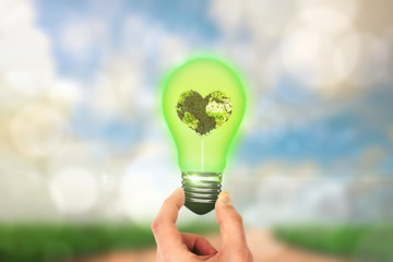 hand showing against light glowing dots design pattern