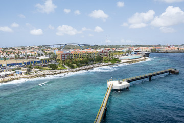 Queen Juliana Bridge of Curacao Seen from a Cruise Ship Docked at the Port