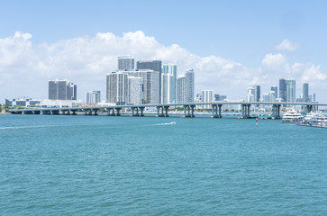 Miami Skyline with Causeway and Waterfront