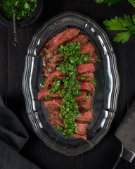 Steak and chimichurri