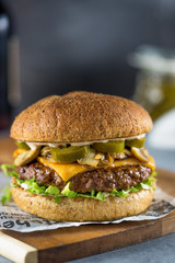 Jalapeno cheeseburger with mushrooms