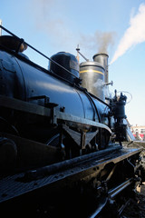 Fototapeta na wymiar Smoke from the steam locomotive
