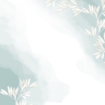 White Olive floral background digital clip art watercolor drawing flowers illustration similar greeting birthday celebration card frames digital flowers geometric ribbon data on white background
