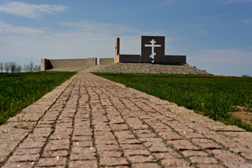 Fototapeta na wymiar Volgograd. Russia - April 30 2018. A military memorial, Soviet and German cemetary of the soldiers, deceased in the Battle of Stalingrad in the village Rossoshka Gorodishchensky District.