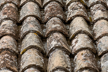 Tiled roof, house roof, beautiful tile texture, vintage roof