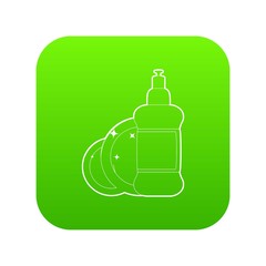 Dischwashing liquid icon green vector isolated on white background