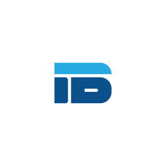 Initial letter IB, straight linked line bold logo, simple flat blue colors