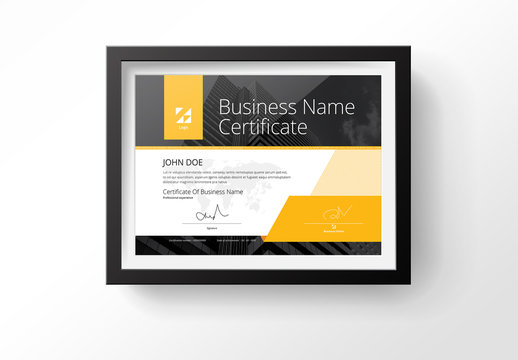 Certificate Layout With Yellow Accents