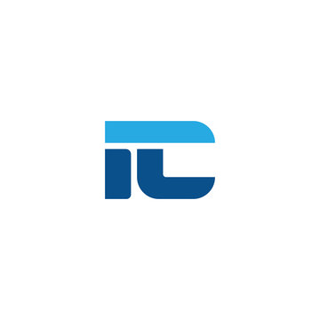 Initial letter IC, straight linked line bold logo, simple flat blue colors