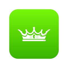 Princess crown icon green vector isolated on white background