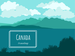 Vector  flat canadian landscape - parallax effect