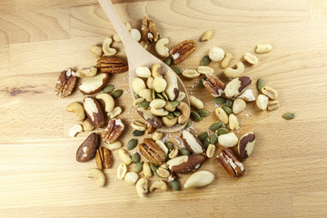Nuts – Mixed on a Wooden Spoon