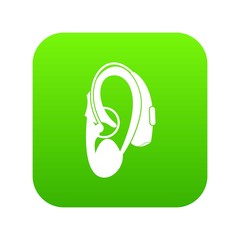 Hearing aid icon digital green for any design isolated on white vector illustration