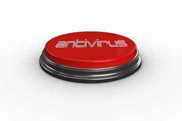 The word antivirus against digitally generated red push button