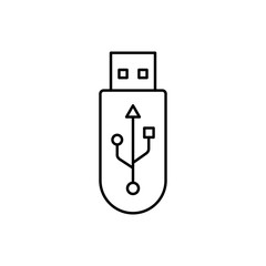 usb flash card line vector black icon