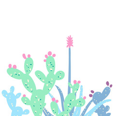 Cactus set card in pastel colors