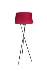 Tripod red floor lamp isolated on white background