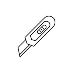 paper cutter knife line vector black icon