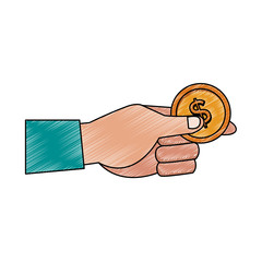 Hand holding coin vector illustration graphic design