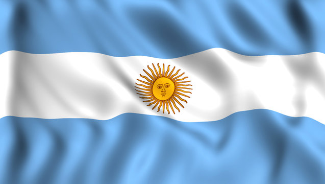 Flag of Argentina silk waving in the wind