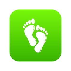 Footprints icon green vector isolated on white background