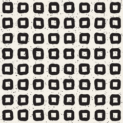 Hand drawn style seamless pattern. Abstract grungy geometric shapes background in black and white.