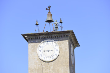 Ancient tower with clock in Orvieto, Italy