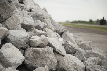 Large Pile of Grey Bolder Rocks
