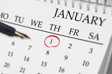 Composite image of january on calendar against white background with vignette